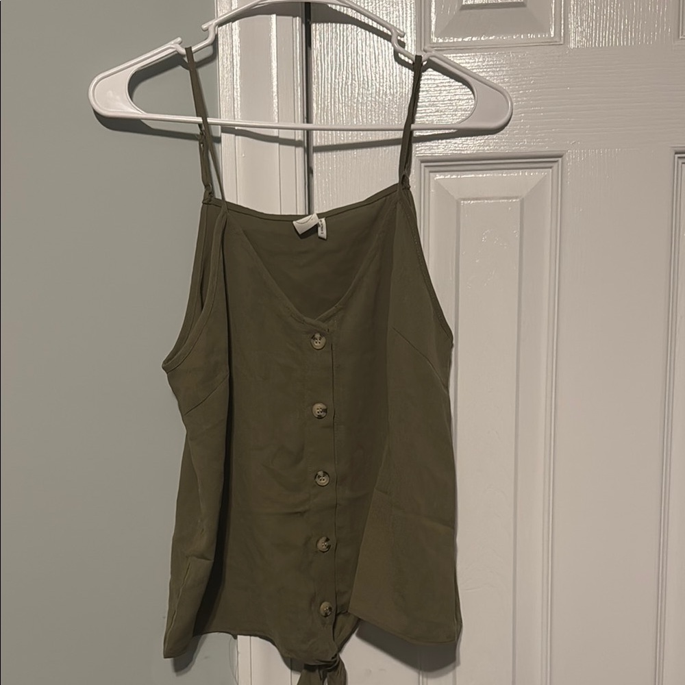 Paper Crane Olive Button-Front Camisole